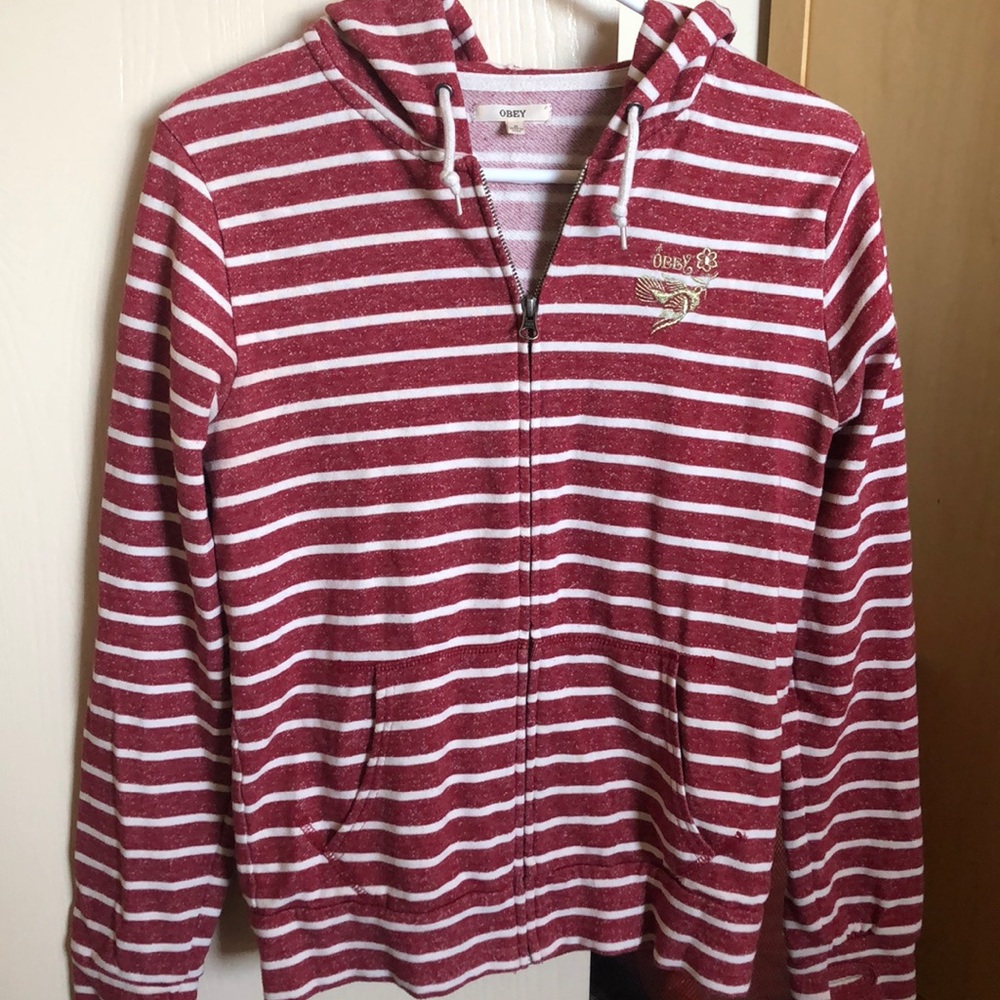 🌻 3/$25 Striped Obey jacket